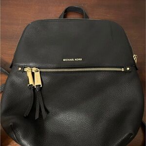 Michael Kors Black Pebbled Leather Backpack